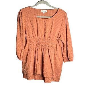 Polygram Brown Cinched Blouse Large